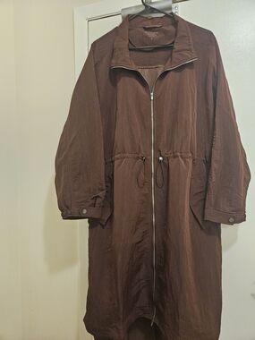 Athleta Brown Zip-Front Long Jacket